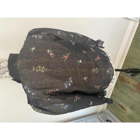 H&M Victorian gothic floral organza puff sleeve top size 8 - Picture 5 of 8